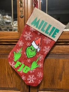 HOMEMADE GRINCH CHRISTMAS STOCKING PERSONALIZE YOUR WAY - Picture 1 of 1