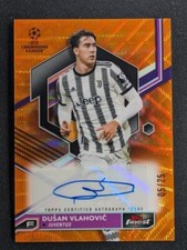 2022-23 Topps Finest UEFA DUSAN VLAHOVIC /25 Auto Orange Wave Refractor Juventus