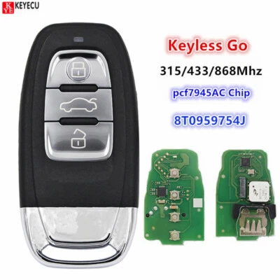 Keyless Go Smart Remote Car Key Fob For Audi A4 A5 A6L A7 A8 Q5 8T0959754J  Foto 1 de 3
