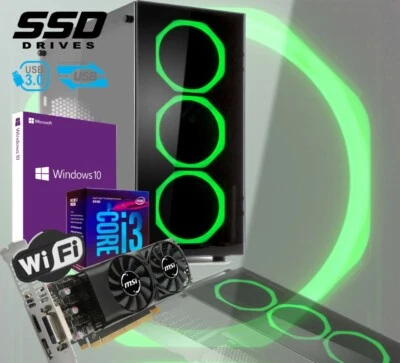PC DESKTOP GAMING VETRO LED VERDE I3-8100 SSD 480GB RAM8GB WIN 10PRO GTX1050 2GB - Immagine 1 di 4