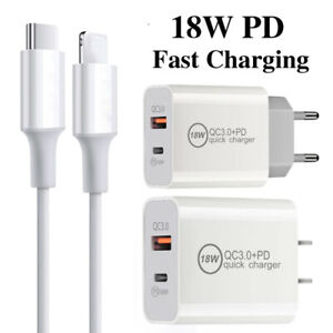 18W Fast Wall Charger USB-C Power Adapter PD Cable Cord For iPhone 13 12 Pro Max