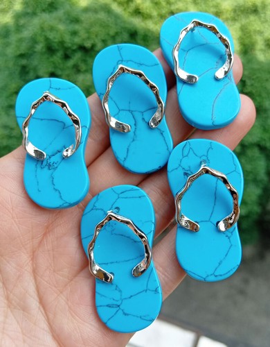 NEW BALANCE 5pz Ciondoli Infradito Turchese Artificiali Blu Turchese Chakra Reiki Amuleto Guarigione