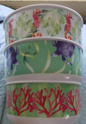 Modern. Southern. Home.  Melamine Sealife, Ocean Set of 3 Nesting bowls and lids - Image 1 of 3