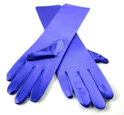 Guantes morados satinados hasta el codo sociedad noche formal boda sombrero rojo dama Foto 1 de 2