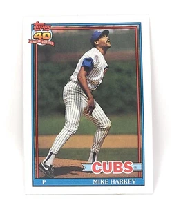 1991 Topps Baseball Card #376 - Mike Harkey - Chicago Cubs - Pitcher - Picture 1 of 2