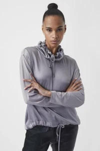 French Connection Renya Cupro Mixed Media Womens Sweatshirt Cloud Grey RRP £50 - Picture 1 of 2