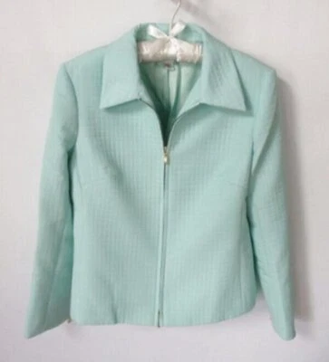 Casual Corner aqua blue zip front long sleeve lined jacket *Sz 6* - Image 1 of 4
