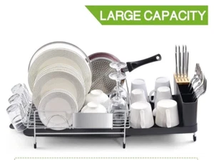 Pxrack Erweiterbar Geschirr Trockengestell Silber mit Schwarzem Tablett Erweiterbar Von 13" auf 21" - Bild 1 von 8