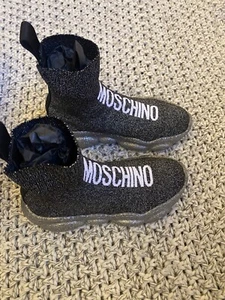 Moschino Girls Sock Trainers Boots. Silver Glittery. Size EU 29. RRP £180 - Picture 1 of 10