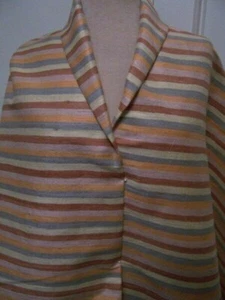 3yds RUST GREY OFF WHT LT PINK SAFFRON 1/3 ” STRIPES RAW SILK SUIT FABRIC - Picture 1 of 5