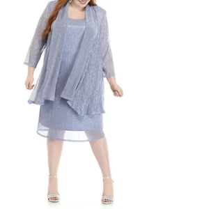 RM Richards Women's Metallic Knit Jacket Dress - Three Quarter Sleeve 2 Piece - Picture 1 of 39