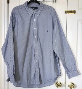 Polo Ralph Lauren Blue White Pinstripe Classic Fit Buttonup Men’s Size 3XB - Picture 1 of 5