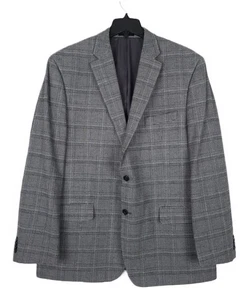 Michael Kors Men's Classic-Fit Stretch Sport Coat Black White Plaid 46L NWOT - Picture 1 of 7