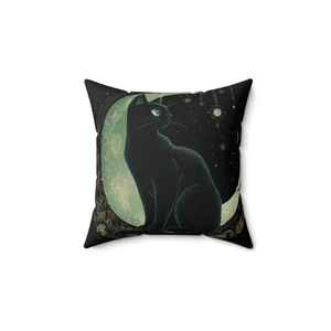 Halloween Black Cat Throw Pillow and Cover – Spooky Home Decor Accent Cushion - Picture 1 of 13
