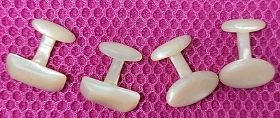 Gemelos vintage victorianos tallados en blanco concha de madreperla lisa Foto 1 de 3