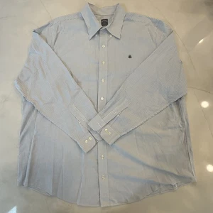 Brooks Brothers 2XLT Camicia Abito Blu Bianco Righe Non Ferro Cotone Supima - Foto 1 di 15