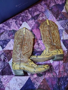 Vintage Dan Post exotische Anaconda Schlangenleder Cowboystiefel Herren Größe 9,5D - Bild 1 von 8