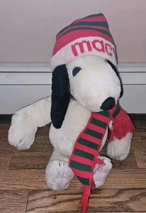 Snoopy Macy's Knit Scarf Hat 20" Christmas Plush - EX Free Shipping - Picture 1 of 10