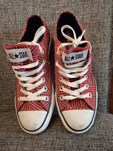 Converse All Star Low Tops Ox rosa scuro modello a righe nere UK 5 EUR 37 5