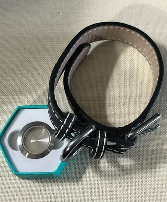 Origami Owl Medium Brush Silver Twist Locket & Leather 10-12" Pet Collar "NIB" - Image 1 of 4