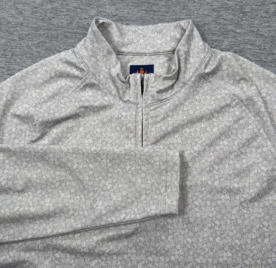 Pulôver masculino Donald Ross cinza médio desempenho floral 1/4 zíper pescoço simulado golfe - Imagem 1 de 4