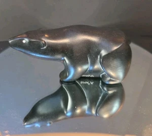 Boma handgeschnitzter schwarzer Eisbär signiert Kanada  - Bild 1 von 11