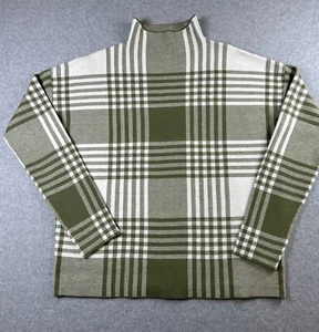 Max Studio Womens Tunic Sweater Top SZ L Green Large Plaid Chic Sophisticated - Picture 1 of 12