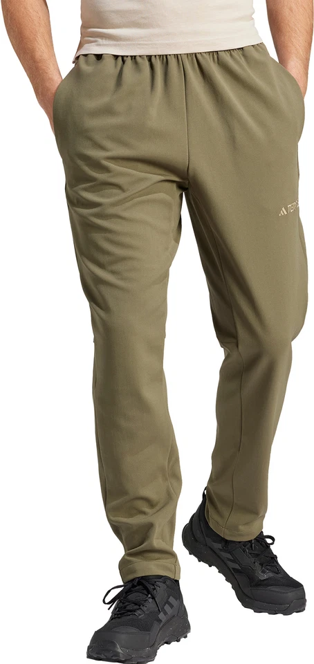 adidas Terrex Multi Knit Mens Walking Trousers Green Outdoor Elasticated Pants - Image 1 of 4