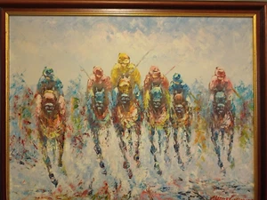 Rare Marie Charlot Horses oil on canvas pallet painted - Picture 1 of 7