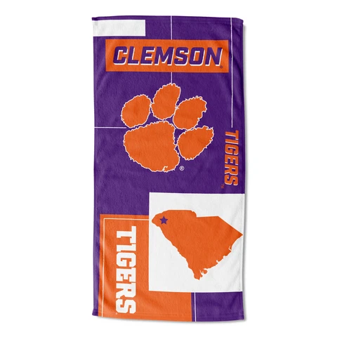 Northwest NCAA Clemson Tigers State Line Beach Towel Cover