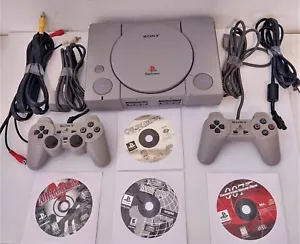 Sony PlayStation 1 PS1 SCPH-1001 Console Bundle w/ 2 Controllers & Cords Tested - Picture 1 of 2