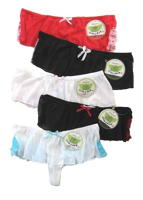 A0294 Honeydew NEW 008-3 Rear Tier Ruffle Luxury Lace Front Sheer Mesh Thongs - Image 1 of 3