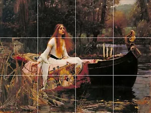 Panel de cerámica mural/mosaico de azulejos de William Waterhouse La Dama de Shalott - Imagen 1 de 4
