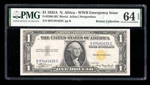 DBR 1935-A $1 North Africa Silver Fr. 2306 RC Block PMG 64 EPQ Serial R97491635C - Picture 1 of 2