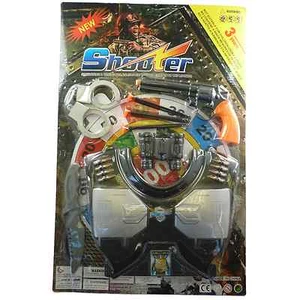 Pistola Revolver Tiratore Scudo Manette Esercito SWAT Squadra Bambini Giocattolo Multi Pack Set - Foto 1 di 1