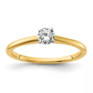 14K Two-Tone Gold 1/3Ct Round Lab Grown Diamond Solitaire Engagement Ring Size 7 - Picture 1 of 7