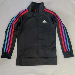 2015 Adidas Girls Size 6X Black W/ 3 Stripe Track Jacket Full Zip Athletic - Picture 1 of 6