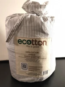 ecotton 4 Piece Queen Size Sheet Set 100% Cotton - Picture 1 of 3