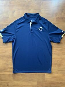 Nike Dri-Fit LA Rams On Field Apparel Polo Shirt Mens Medium NFL