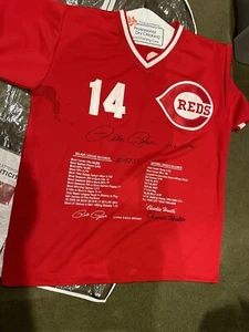 PETE ROSE AUTOGRAPHED CINCINNATI REDS INSC’s STAT JERSEY LIMITED /500 - LOA BAS - Picture 1 of 10