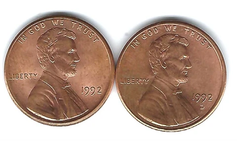 1992 P & D Uncirculated Two Lincoln cent coins! Cover