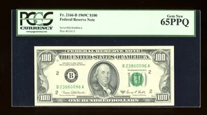 DBR 1969-C $100 FRN New York Gem Fr. 2166-B PCGS 65 PPQ Serial B23860096A - Picture 1 of 2