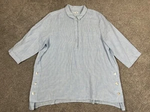 J Jill Shirt Womens XLP XL Petite Linen Popover Lagenlook Summer Beach Light NEW - Picture 1 of 10