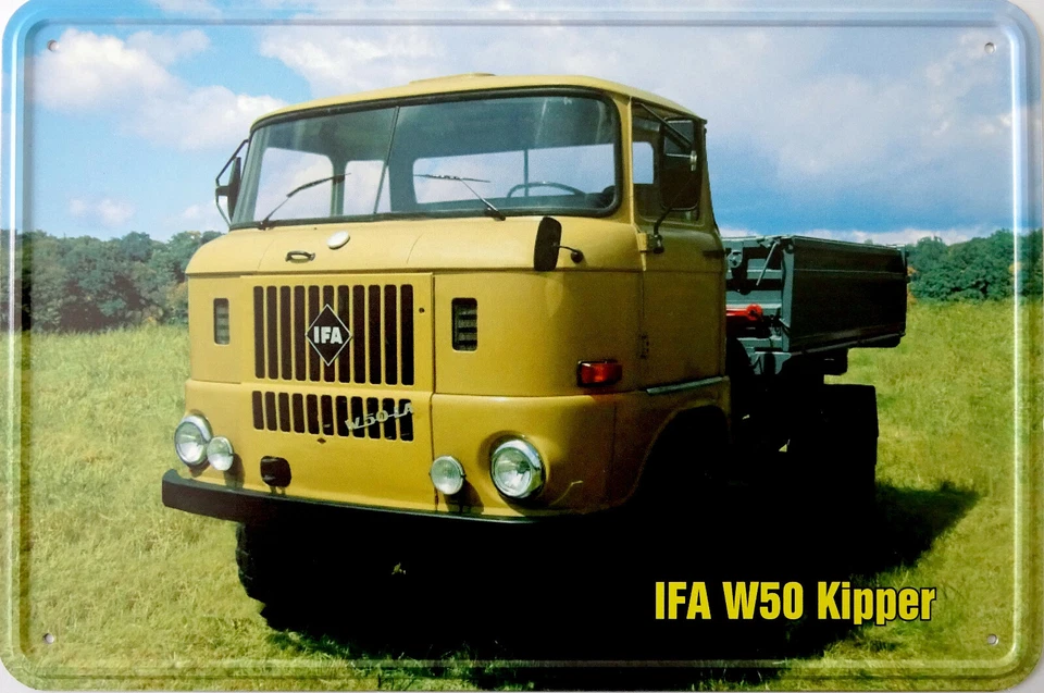VIELESGUENSTIG BY ROBBY WANKA Blechschild Schild 20x30 cm - IFA W50 Kipper DDR LKW