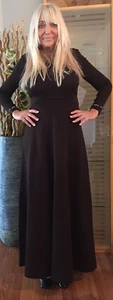 Crissa Linea Italiana Vintage 1970’s 100% Wool Long Dress Rhinestone SZ 10 Italy - Picture 1 of 13