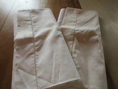 Drap N°78 ancien coton lin jour 240X305cm paire lot de 2 fleur bleue métis neuf - Photo 1/4