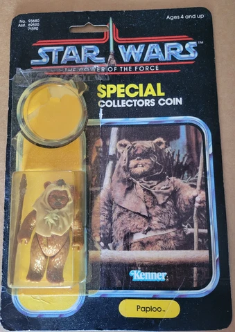 Star Wars Kenner Paploo with weaon & Headdress sealed in bubble Missing Coin Cover