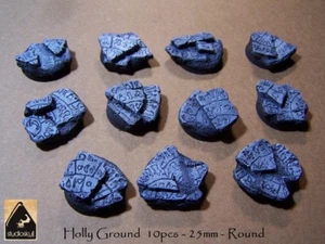 25mm Round RESIN BASE TERRAIN SCENERY HOLLY GROUND 10pcs - Picture 1 of 1