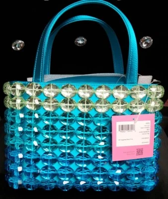 NWT Kate Spade Sam Icon Candy Beaded Satin Small Crossbody Tote In Blue Multi - Image 1 of 4