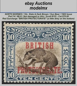 Borneo Norte, 1902, Sun Bear, MLH, Sc. #122 - Cat. $70.00 - Imagen 1 de 2